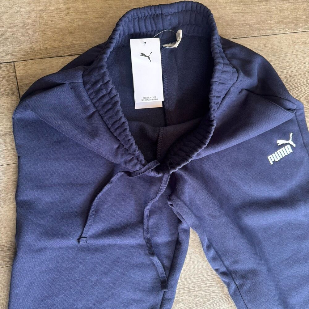 NEW Puma Sweatpants Mens Small Navy Blue Joggers Athletic Pants Casual Logo - Picture 9 of 16